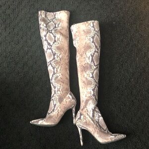 Jessica Simpson Faux Snakeskin Knee-High Boots